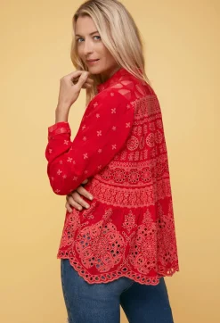 Clearance Johnny Was Pine Desi Blouse Mars Red