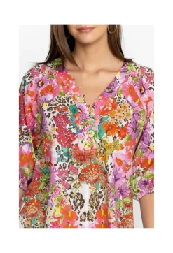 Sale Johnny Was Puff Sleeve Button Front Blouse Wild Garden
