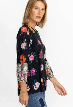 New Johnny Was Puff Sleeve Top Rose Lace