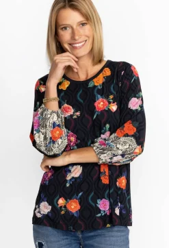 New Johnny Was Puff Sleeve Top Rose Lace