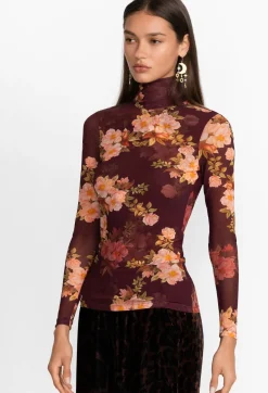 Hot Johnny Was Rebecca Mesh Mock Neck Long Sleeve Tee Mesh Tee Winonna