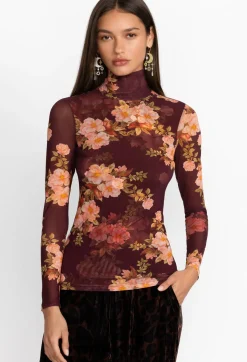 Hot Johnny Was Rebecca Mesh Mock Neck Long Sleeve Tee Mesh Tee Winonna