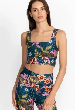 New Johnny Was Reversible Square Neck Sports Bra Delfino