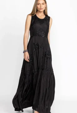 New Johnny Was Rose Noir Dress Black
