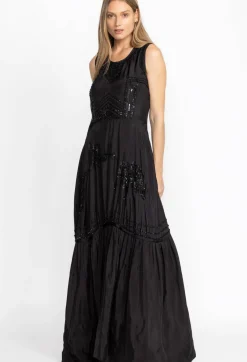 New Johnny Was Rose Noir Dress Black