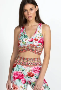 New Johnny Was Ruched Sports Bra Pink Rose