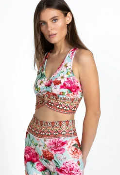New Johnny Was Ruched Sports Bra Pink Rose