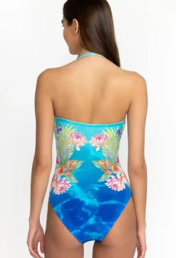 Outlet Johnny Was Ruched Sweetheart One Piece Water Tropic