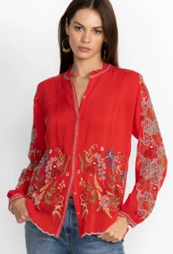Discount Johnny Was Ruelle Blouse Mars Red