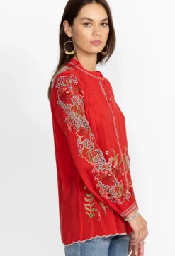 Discount Johnny Was Ruelle Blouse Mars Red