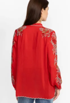 Discount Johnny Was Ruelle Blouse Mars Red