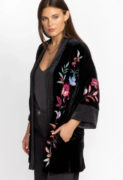 Johnny Was Sandra Wide Cuff Velvet Kimono Black