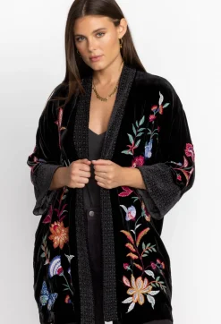 Johnny Was Sandra Wide Cuff Velvet Kimono Black