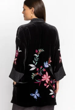 Johnny Was Sandra Wide Cuff Velvet Kimono Black