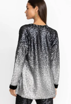 Hot Johnny Was Sequin Button Up Black