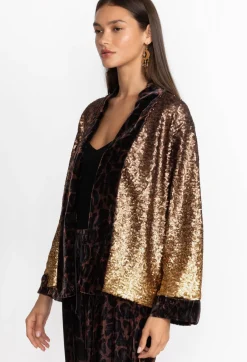 Johnny Was Sequin Plaza Kimono Gold