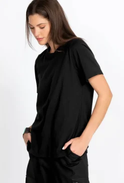 Johnny Was Short Sleeve Crew Neck Layering Tee Black