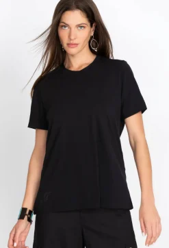 Johnny Was Short Sleeve Crew Neck Layering Tee Black