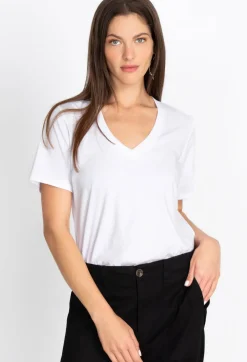 Best Johnny Was Short Sleeve V-Neck Layering Tee White
