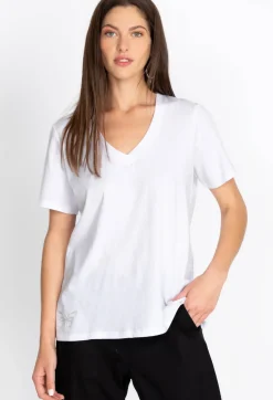Best Johnny Was Short Sleeve V-Neck Layering Tee White
