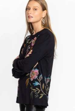 Johnny Was Sidonia Bishop Sleeve Sequin Tee Black
