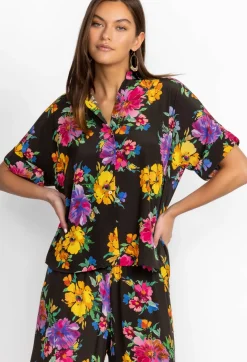 Discount Johnny Was Silk Shirt Poppy
