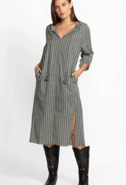 Hot Johnny Was Split Ruffle Neck Midi Multi
