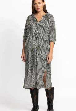 Hot Johnny Was Split Ruffle Neck Midi Multi