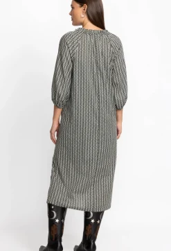 Hot Johnny Was Split Ruffle Neck Midi Multi