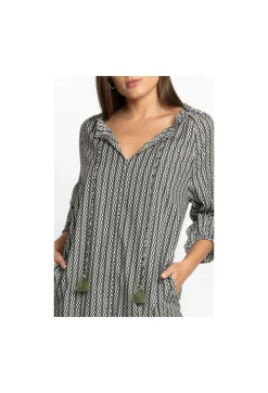 Hot Johnny Was Split Ruffle Neck Midi Multi