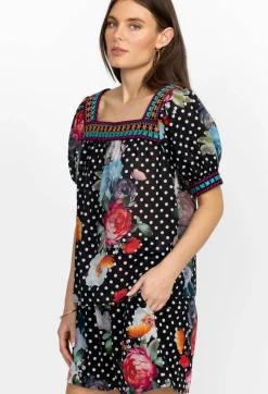 Outlet Johnny Was Square Neck Park Blouse Polkalona