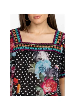 Outlet Johnny Was Square Neck Park Blouse Polkalona