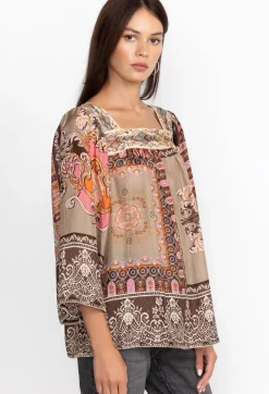 Clearance Johnny Was Square Neckline Blouse Flora Lace