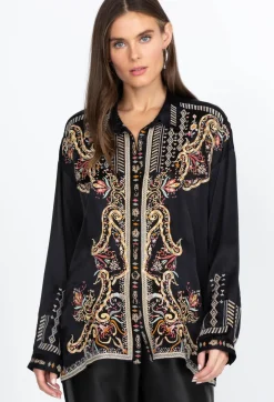 Johnny Was Tandit Blouse Darkest Spruce