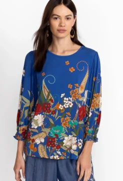 Discount Johnny Was Tee Bee Smocked Sleeve Tee Teebee