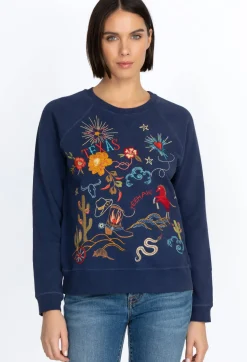 Sale Johnny Was Texas Raglan Sweatshirt Navy