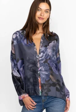 New Johnny Was The Audrey Oversized Blouse Grey Peony