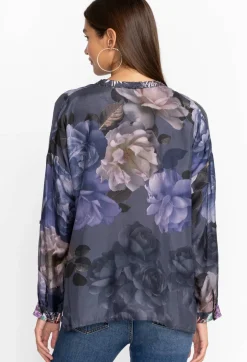 New Johnny Was The Audrey Oversized Blouse Grey Peony
