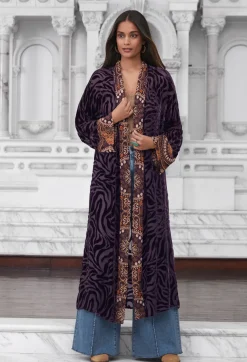 New Johnny Was Twilight Silk Kimono Eggplant