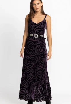 Hot Johnny Was Twilight Silk Maxi Dress Eggplant