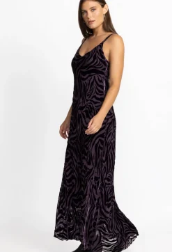 Hot Johnny Was Twilight Silk Maxi Dress Eggplant