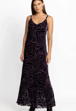 Hot Johnny Was Twilight Silk Maxi Dress Eggplant