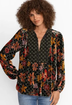 Outlet Johnny Was Velvet Curved Hem Blouse Jasmoon Flore