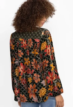 Outlet Johnny Was Velvet Curved Hem Blouse Jasmoon Flore