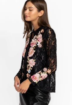 Johnny Was Veronne Lace Blouse (Slip) Black