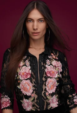 Johnny Was Veronne Lace Blouse (Slip) Black