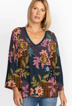 New Johnny Was V-Neck Kimono Sleeve Tee Delfino