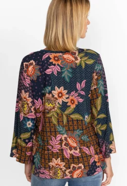 New Johnny Was V-Neck Kimono Sleeve Tee Delfino
