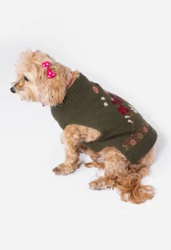 Best Johnny Was Zuzu Embroidered Dog Sweater Black