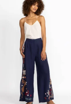 New Johnny Was Zuzu High Slit Linen Pant Ink